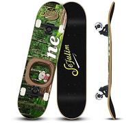 Sefulim 31 x 8 Pollice Completo Skateboard 7 Strati Acero Canadese Doppio Kick Deck Concavo Cruiser Trick Skateboard per Ragazzi Ragazze Adolescenti Adulti Principiante