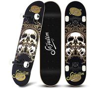 Sefulim 31 x 8 Pollici Skateboard Completo 7 Strati Acero Canadese Double Kick Deck concavo Skateboard per Ragazzi Ragazze Adolescenti Adulti Principianti