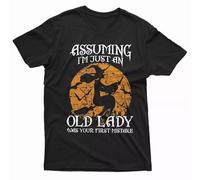 SEFxd22WSA Halloween Funny Old Lady Witch T-Shirt Witch on The Stick Funny Mom Wife Tee Black L