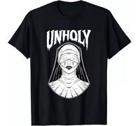 SEFxd22WSA Horror Unholy Nun Occult Gothic Dark Humor Vintage T-Shirt S-3XL Black M