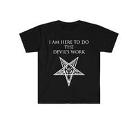 SEFxd22WSA I Am Here To Do The Devil's Work - Baphomet Pentagram Softstyle T-Shirt Black XXL