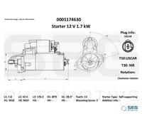 SEG Automotive 0001174630 Motorino d'avviamento per MERCEDES-BENZ