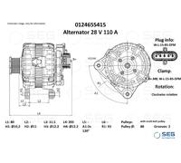 SEG Automotive 0124655415 Alternatore per TEMSA