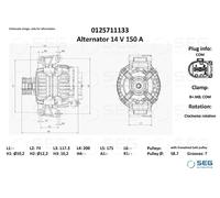 SEG Automotive 0125711133 Alternatore per FORD