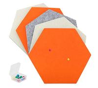 SEG Direct Bacheche in Feltro Esagonali Autoadesiva, Set di 5 Pezzi Decorazione da Parete con 10 Spilli 30 cm x 26 cm - Arancio/Avorio/Grigio