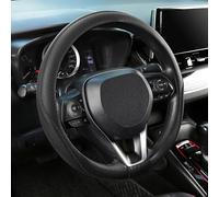 SEG Direct Coprivolante auto 35,5-36cm taglia piccola, pelle microfibra, presa antiscivolo, per Prius Civic Model 3 Model Y Camaro, Nero