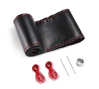 SEG Direct Coprivolante in Vera Pelle, Cucito Sull'involucro, per Volanti Rotondi e Tipo D da 37-39 cm, Nero con Linea Rossa