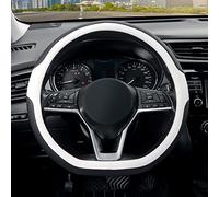 SEG Direct Coprivolante per Auto Tipo D, Copertura Volante a Forma di D, Pelle Microfibra Dimensioni Standard 37-39 cm, Fondo Piatto, Nero e Bianco