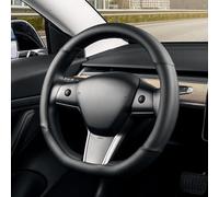 SEG Direct Coprivolante per Auto Tipo D, Copertura Volante a Forma di D, Pelle Microfibra Dimensioni Standard 37-39 cm, Fondo Piatto, Nero