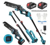 Sega a catena a batteria 2 in 1 con batteria da 21 V, 4000 mAh, per Makita da 18 V, mini sega per albero da 8 pollici, telescopica, altezza di lavoro fino a 4,5 m