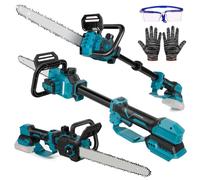 Sega a catena da 12 pollici con asta telescopica da 12,8 pollici, compatibile con Makita da 18 V, motore senza spazzole, lubrificazione automatica, motosega elettrica per legno da giardino, cesoie da
