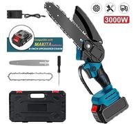 Sega a catena senza spazzole Seeiswork da 6 pollici, sega per potatura manuale wireless, utensile da taglio per sega elettrica per la lavorazione del legno, batteria Makita da 21 V Style A No battery