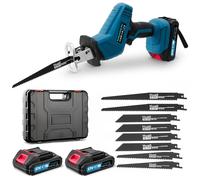 Sega a Gattuccio a Batteria 21V,Sega Elettrica con 2 x 2.0Ah Batteria,0-4000 RPM Velocità Variabile,Seghetto Gattuccio con 8 Lame di Seg Senza Utensili,per Legno e Metallo