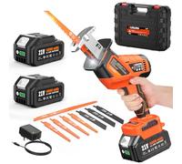 Sega a Gattuccio batteria con 8 lame - 2 batterie da 4000 mAh, motore brushless, velocità variabile 0-3200 SPM, sostituzione lama senza attrezzi, sega alternativa potente per PVC, legno,fai da te