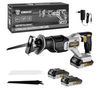 Sega a gattuccio batteria: DEKOPRO 20V seghetto alternativo con 2 batterie 2.0Ah e 2 lamine, 3200SPM, pinza rapida, LED, cambio lama senza strumenti, gattuccio elettrico per taglio di legno e metallo