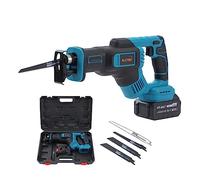 Sega a Gattuccio, Seghe Alternative a Batteria KATSU FIT-BAT 21V con 3,0 Ah Batteria, 4 Lame, Lunghezza Corsa 28mm, Velocità Variabile, per Tagliare Legno e Metallo