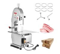 Sega a nastro elettrica for carne commerciale, macchina for taglio ossa da banco in acciaio inossidabile da 1500 W, altezza di taglio massima di 9,8 pollici, 6 lame, motore impermeabile, sega a nastro