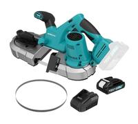 Sega a Nastro Portatile 2.5 Pollici, ONEMANA Sierra de Banda a Bateria per Makita con LED 6 Impostazioni di Velocità Nessuna Scintilla Calda Durante il Taglio del Metallo (con Batteria)