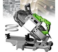 Sega a nastro portatile con base rimovibile, sega a nastro portatile da 1100 W con 2 lame, angolo regolabile a 6 velocità da 0° a 45°, raggio di taglio di 12 cm, per la lavorazione del legno