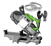 Sega a nastro portatile da 1100 W, con luce LED, portatile, automatica, include lame per sega 10/14T, regolazione continua per rame, alluminio e acciaio