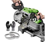 Sega a nastro portatile da 1100 W, taglio a freddo in metallo con luce LED, diametro di taglio 11,9 cm, velocità lama 0,8-2,4 m/s, include guanti e 6 lame per sega, per taglio legno e acciaio