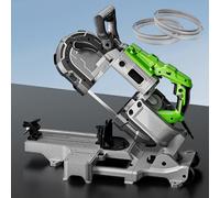 Sega a nastro portatile, sega a nastro per metallo con luce LED integrata, angolo di taglio 0-45°, include 6 lame e guanti, diametro di taglio 12 cm
