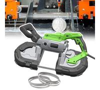 Sega a nastro portatile, Taglio profondo 1100W, Sega a nastro portatile a velocità variabile, Taglio angolare 0-45°, Conservazione pieghevole, Regolazione 1-6 marce, Velocità 0,7-2,4 m/s per rame