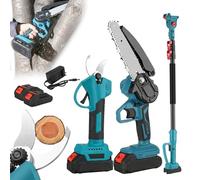 Sega A Pertica A Lunga Portata Senza Fili 2 In 1, Potatore Elettrico, Set Combinato For Giardinaggio, Asta Di Prolunga Telescopica In Lega Da 2 M, Regolazione A 90°, Peso Leggero Con 2 Batterie