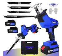 Sega a sciabola a batteria senza spazzole da 21 V, con batteria e caricabatterie, 4 lame per sega elettrica per tagli in metallo e legno, 1900 giri/min, sega universale universale con 2 batterie da