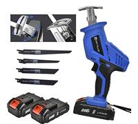 Sega a sciabola professionale con 4 lame, sega a batteria con batteria da 21 V, 2 × 1,5 Ah, sega elettrica per legno e metallo e alluminio, profondità di taglio massima 150 mm