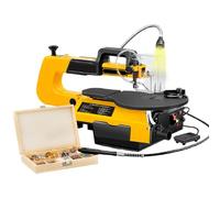 Sega a scorrimento a 16 velocità variabile con motore da 180 W, gamma di velocità 400-1650 giri/min, tavolo regolabile a 45° per progetti di lavorazione del legno e tagli di precisione