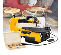 Sega a scorrimento con albero flessibile e pedale, utensile elettrico per la lavorazione del legno da 40 cm, regolazione continua della velocità 550-1650 giri/min, spessore di taglio 50 mm