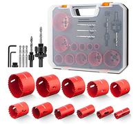 Sega a tazza bimetallica 17 pezzi con 11 lame per sega da 19 a 68 mm con 2 aste, 3 trapani, 1 chiave esagonale per alluminio, legno, piastra in PVC e piastra in plastica