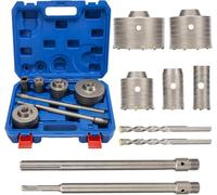 Sega a Tazza Carotatrice a Tazza Per Muro 9 Pezzi, Ø30, Ø40, Ø65, Ø80, Ø100 Mm, Con Albero SDS Plus E SDS-Max Carotatrici accessori trapano a tazza 9 pezzi per muro fresa per Cemento e Calcestruzzo