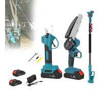 Sega Ad Asta a Batteria 3 in 1, Sega per Rami Alti con Motosega Senza Spazzole, Cesoia da Potatura, Asta Telescopica da 2 M, Batteria e Caricabatterie Inclusi per Potatura di Alberi da Giardino