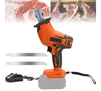 Sega Alternativa Multifunzione, Sega per Carne da Macellaio con Sega per Ossa, con Luce a LED per Tagliare Alimenti, Legno, Metallo, plastica, affettatrice elettrica per Carne, 2 batterie + 2 Denti d