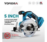 Sega Circolare a Batteria 5" Brushless Per Makita batteria 18V (Senza batteria)