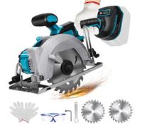 Sega circolare a batteria compatibile con batteria al litio Makita da 18 V, senza spazzole, mini sega circolare manuale con 2 lame (140 mm), con taglio diagonale, 6200 giri/min, ideale per tagliare