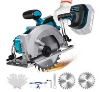 Sega circolare a batteria per Makita 18 V al litio, mini sega circolare a mano senza spazzole con 2 lame, mini sega circolare per tagliare piastrelle e legno (140 mm)