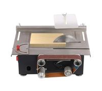 Sega circolare da banco Mini sega da tavolo 200W 7 velocità Sega circolare multifunzione Motore a doppio asse Profondità di taglio 33mm per DIY, legno, acrilico, PCB con smerigliatrice a nastro 4 lame