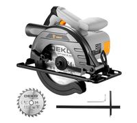 Sega circolare per legno Sierra Circular 1200W: DEKOPRO Sega circolare con binario guida, Hoja de sierra Ø165mm(24T), Profondità massima di taglio 55mm (90°), 33mm (45°), Ideale per Tagliare Legno