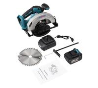 Sega circolare portatile senza fili, sega circolare senza fili con batteria da 21 V per tagliare il metallo in PVC con lame per sega, piccola sega circolare per legno, piastrelle, metallo (blu-3