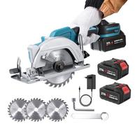 Sega circolare senza fili 18 V, mini sega circolare senza spazzole con motore in rame 7000 giri/min, compatibile con batterie al litio 18 V, 2 lame in lega incluse per legno, plastica, metallo e