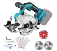 Sega Circolare Senza Fili Compatibile con Batteria Makita 18V, Mini Sega Circolare Portatile con 3 Lame, Brushless, Inclinazione 0-45°, Sega Circolare Professionale a Batteria per Metallo e Legno