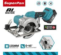 Sega circolare senza spazzole SuperPan da 125 mm per batteria Makita 18 V, sega elettrica per la lavorazione del legno ad alta potenza senza fili Taglio ad angolo regolabile No Battery