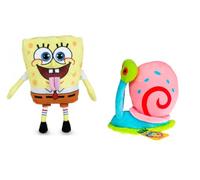 SEGA Confezione da 2 peluche Spongebob e Gary Lumaca: Spongebob (22 cm) + Gary Lumaca (15 cm) - Pupazzi di peluche morbidi per bambini