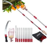 Sega da potatura con manico, 10 m, raccogli mele, con manico telescopico, sega a mano, 2 in 1, set di attrezzi da giardino, asta ad alta capacità con sega a mano, raccolta di ciliegie, raccolta