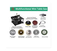 Sega da tavolo da 200 W Mini sega elettrica da tavolo Taglierina con angolo di velocità regolabile for legno, plastica, acrilico Per uso fai da te(B)