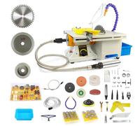 Sega lapidaria per gioielli e rocce, mini sega da tavolo per attrezzatura lapidaria da 750 W per la lavorazione del legno di giada e agata, velocità regolabile 800-11.000 giri/min, Jade Crafting Kit