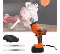 Sega Ossa Cordless, Macellaio Elettrico per Casa Commerciale, Palmare Professionale, con Luce A LED Macchina Multifunzione Carne Maiale Pesce Costolette, 1 Batteria + 2 Denti di Sega (2 Batterie + 2